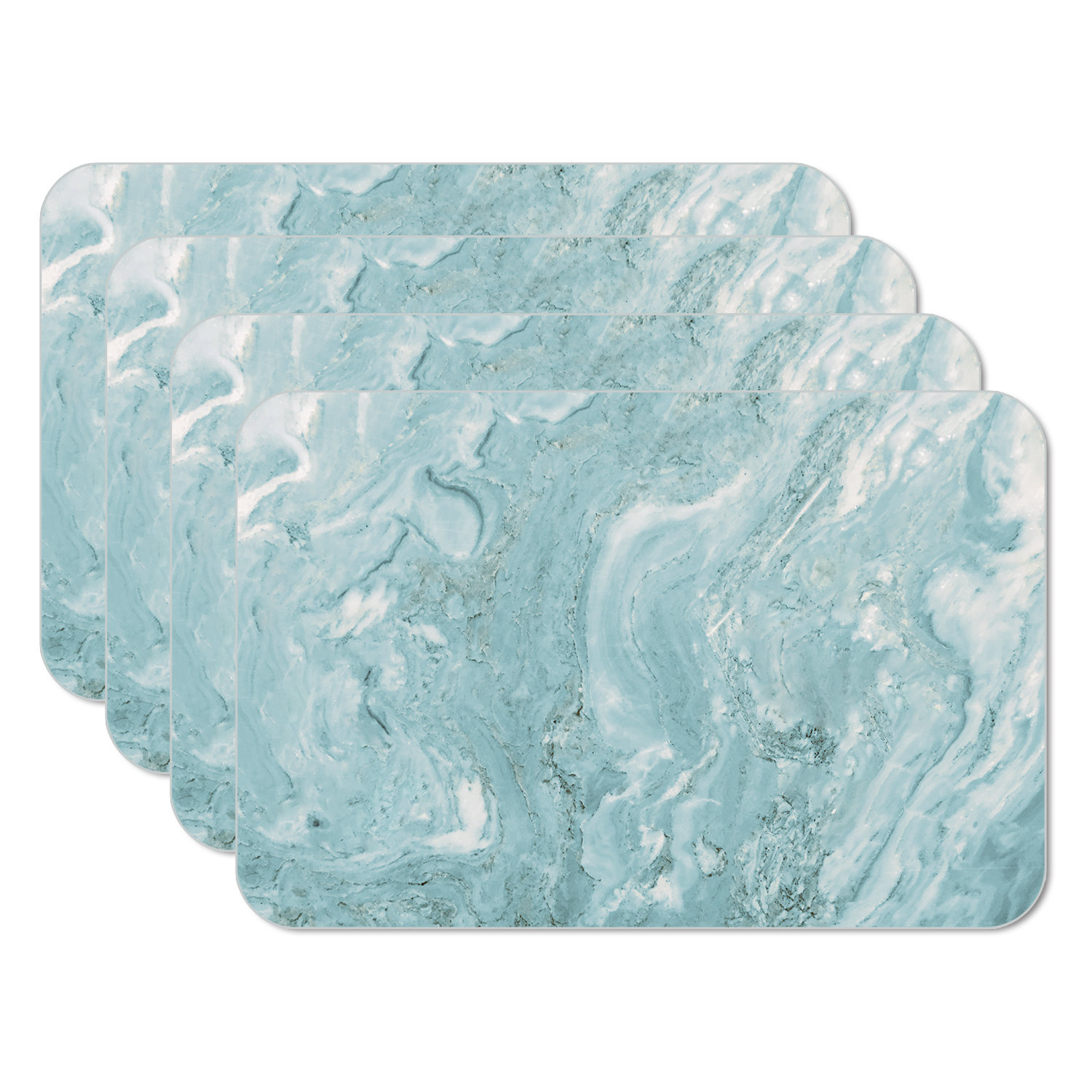Counter Art Reversible Plastic Placemats, Set of 4, Blue Lattice