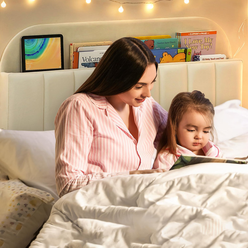 Twin Size Bed Frames, With Storage Headboard, White