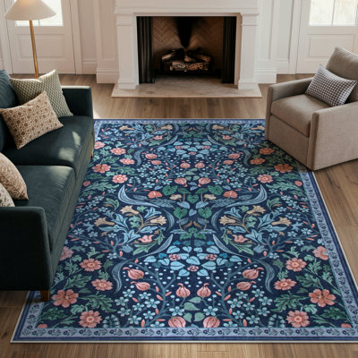 Tapis lavable à motif floral Kaldi