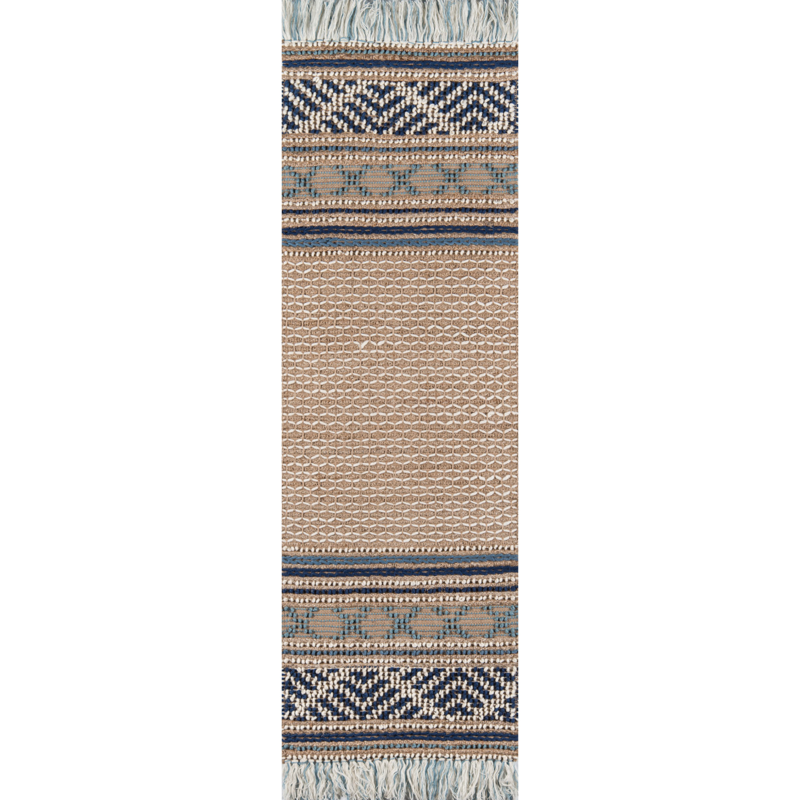Alberta Beige/Blue Rug, Runner 2'3" x 7'6"