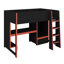 Structure de lit mezzanine avec bureau, lumières DEL, tiroir de rangement, tablettes et garde-robe-2001888692