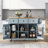 Versatile Kitchen Cart with Rubber Wood Drop-Leaf, Storage Cabinet, and 5 Wheels for Efficient Space Management-1562575098