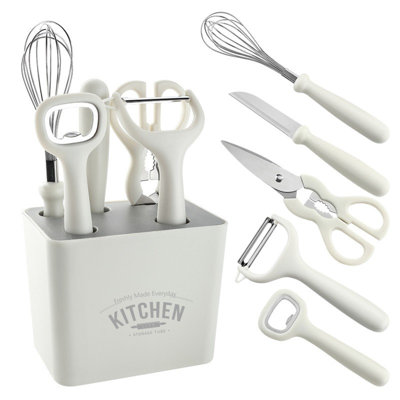 Water Bottle Kitchen Tool Set Kitchen Scissors Kitchen Tool Set With Stand Paring Knife Whisk Bottle Opener Peeler Kitchen Gadgets
