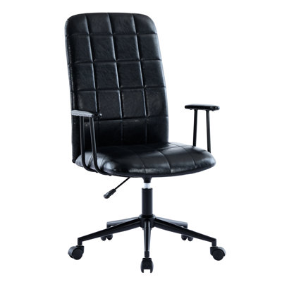 2 Of Antique Black Pu Leather Office Chair, 360 Degree Swivel, Armrest, High , Up - Down Adjustable Gaslift, Powder Coated Frame, Five Star Base, Wheels, Soft Foam Seating For Color Chair , With