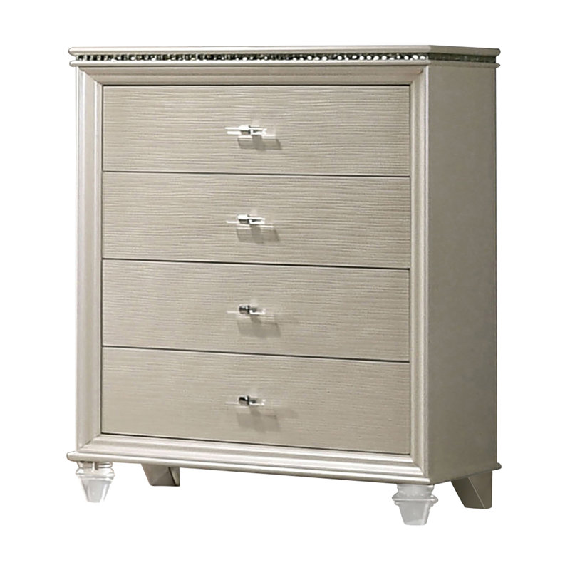 Commode 4 tiroirs l 29,73 po, Blanc perle