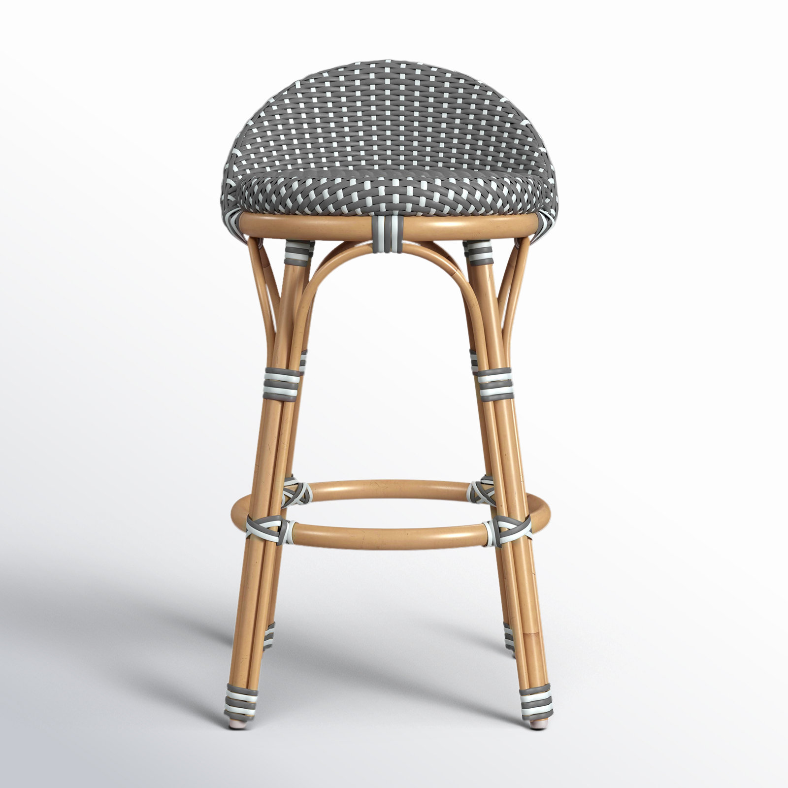 Ellie Woven Patio Bar Stool, Gray/White