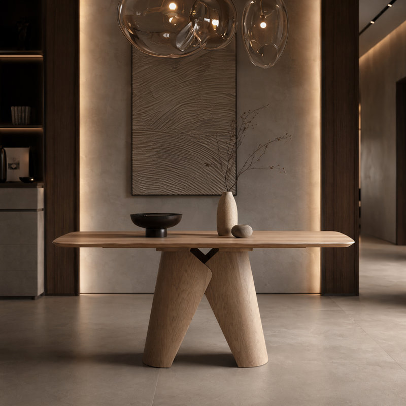 Wood Dining Table with Pedestal Base, Oak