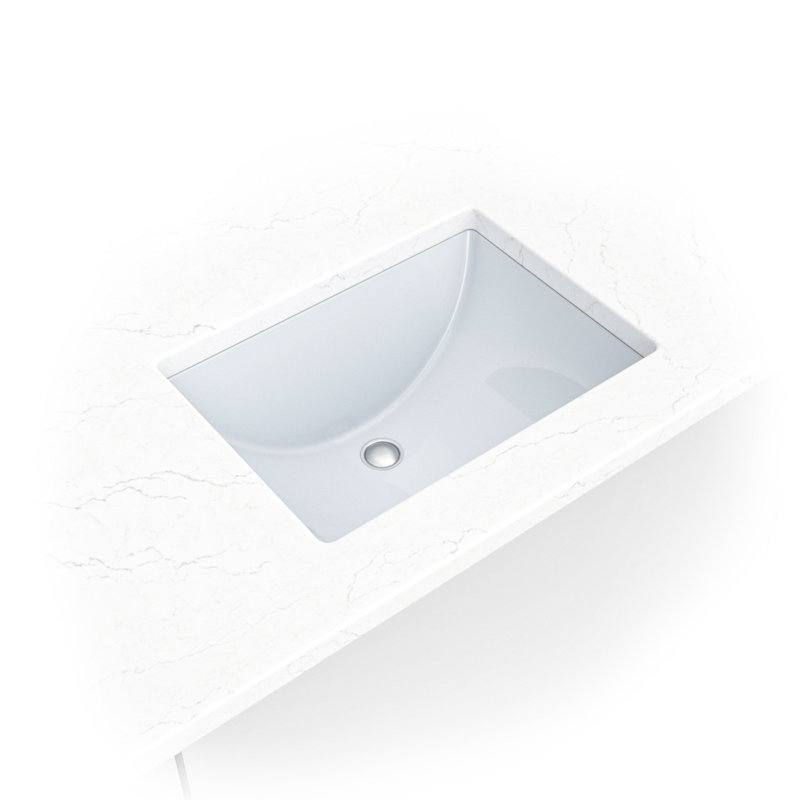 Lavabo de salle de bain rectangulaire encastré en porcelaine blanche 18,5 po x 13,75 po