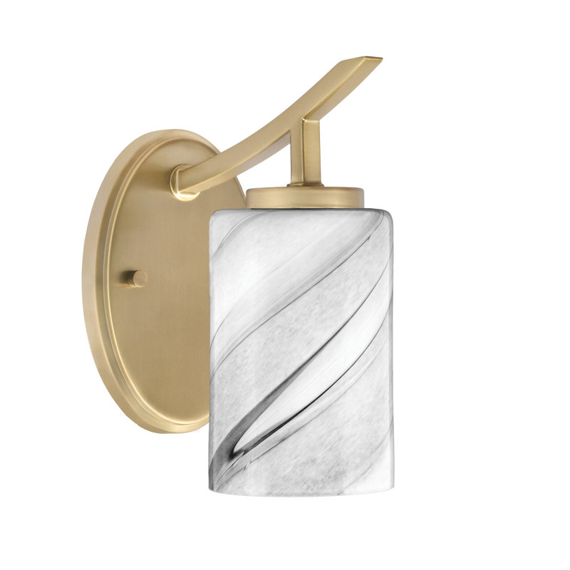 Applique murale kurve avec verre tourbillon onyx 4 po, Laiton