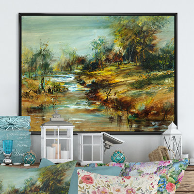 Paysage de rivière d'été - reproduction d'art sur toile