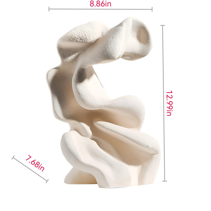 Élégante sculpture abstraite en céramique blanche