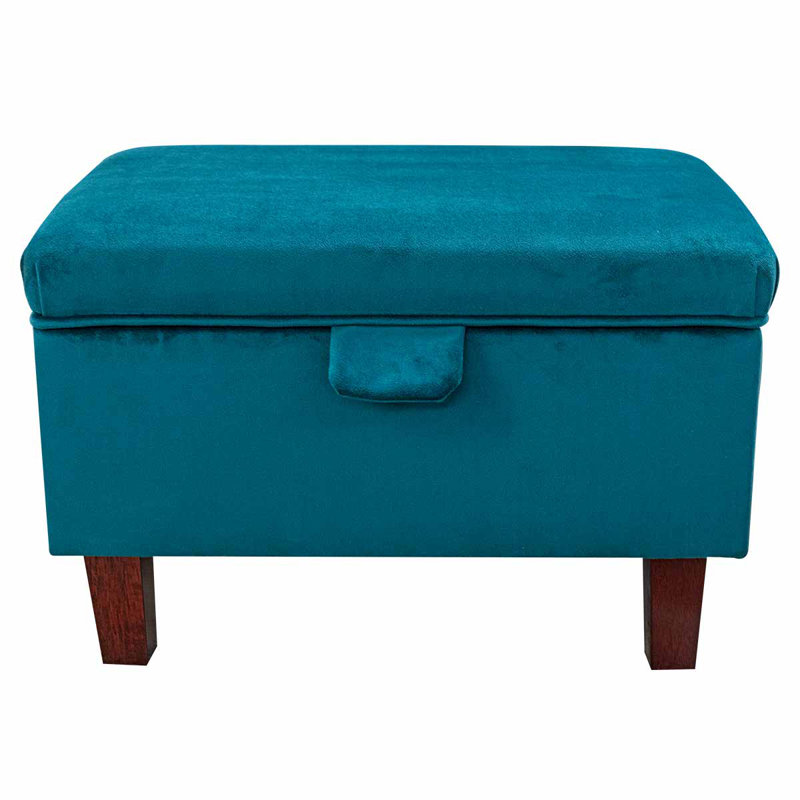 50cm Blue Velvet Storage Ottoman