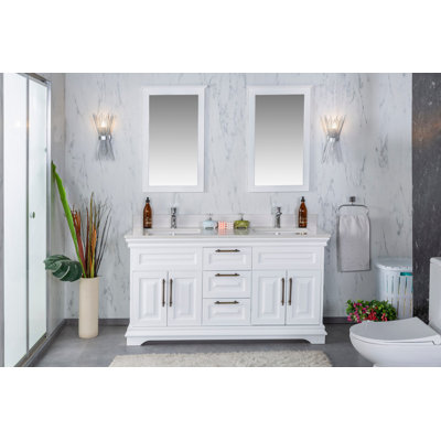 Ensemble de meuble-lavabo double l 59 "avec miroir Charman