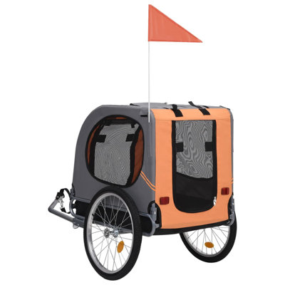 Dog Bike Trailer Foldable Sturdy Pet Flag Stroller Jogger Orange/Red