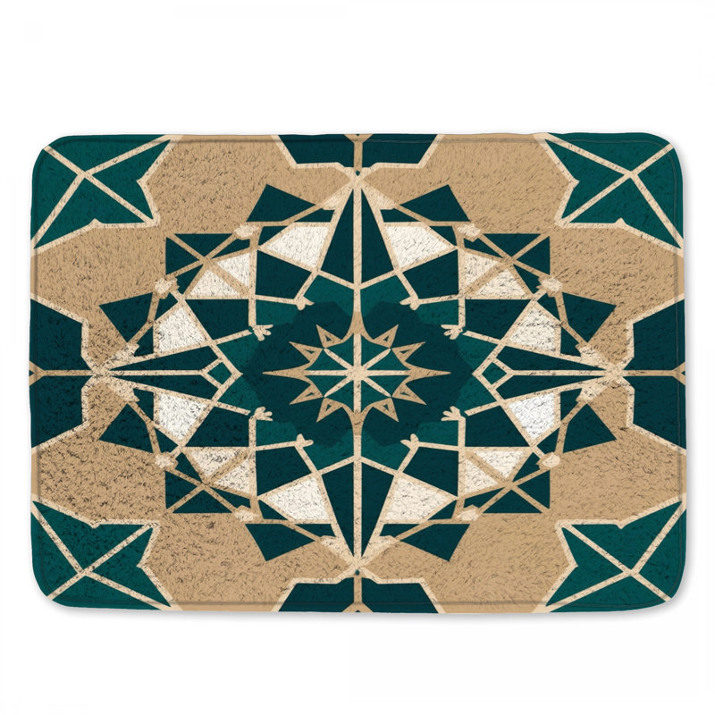 Tapis de bain à motif géométrique Mandala, L 34 po x L 21 po