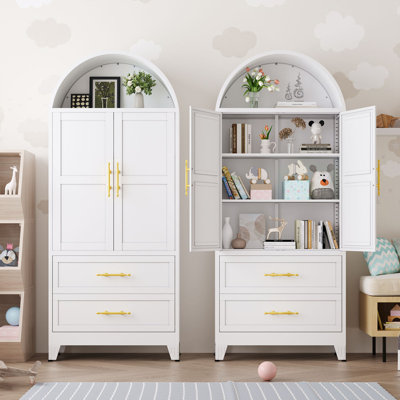 Grande armoire de salle à manger moderne en métal avec huche de cuisine avec 2 portes et 2 tiroirs Modern