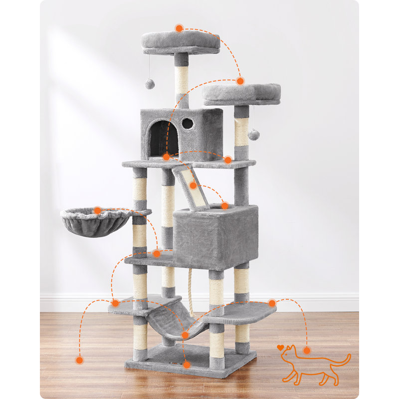 168cm H Cat Tree, Light Grey