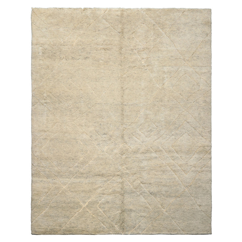 Tapis marocain beige moderne en laine noué à la main 8 x 10 pi Tibetano