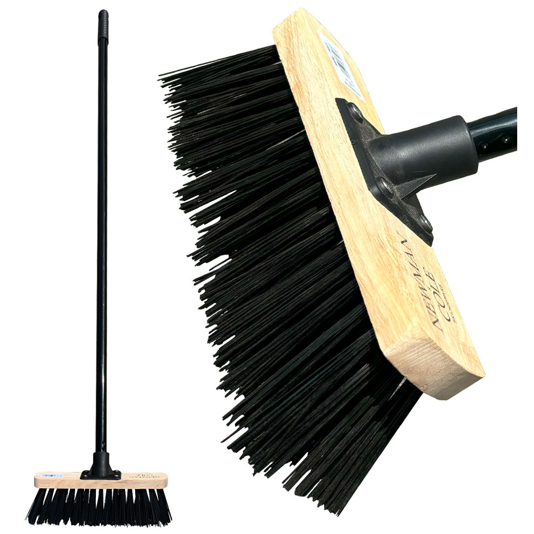 10" Stiff PVC Broom With Metal Handle - Heavy Duty Hard Bristle Yard Brush for Outdoor Garden, Factory, Warehouse Floors, Commercial and Industrial Use - Image 4