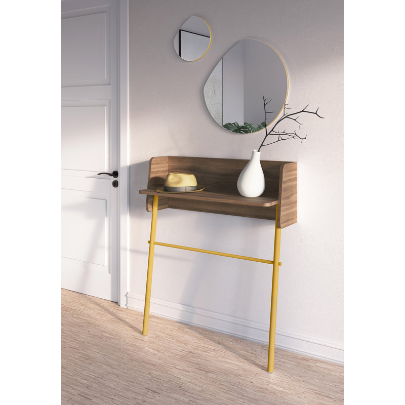 Alisande 80cm Console Table, Walnut, Mustard