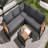 4 Pieces Outdoor Patio Conservation Set, Metal and Wood Frame Sectional L-shaped Sofa with Soft Cushion and a Coffee Tables for Garden, Backyard, Porch and Deck,-1147241320