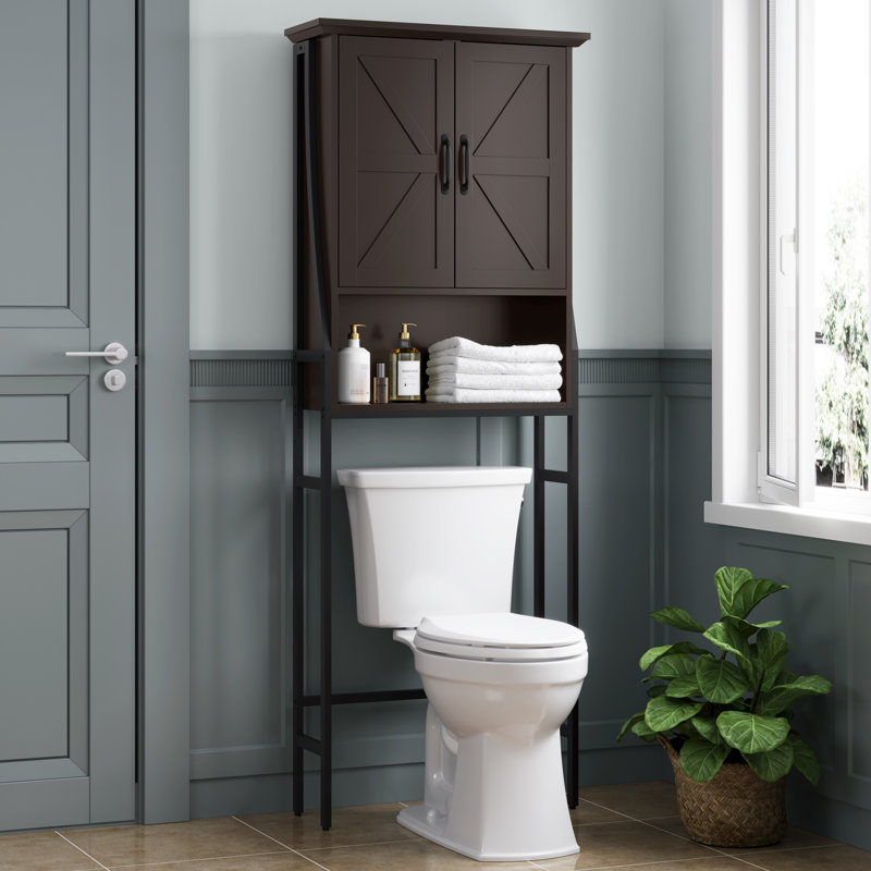 Trijal 69'' H Metal and Wood Over the Toilet Storage, Brown