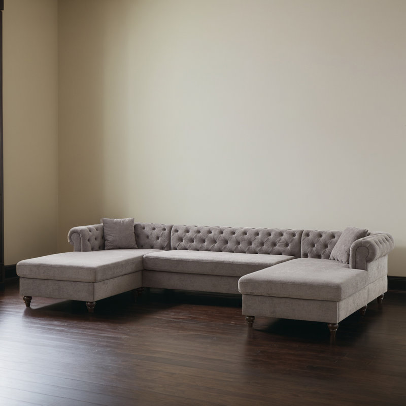 Canapé modulaire en U rembourré 3 pièces pour le salon, Gris chenille