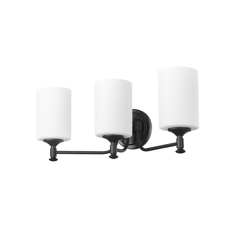 Rafela 3 - Light Bathroom Vanity Light with Etched White Glass, Matte Black
