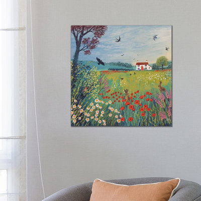 The House By Summer Meadow by Jo Grundy - Wrapped Canvas Painting