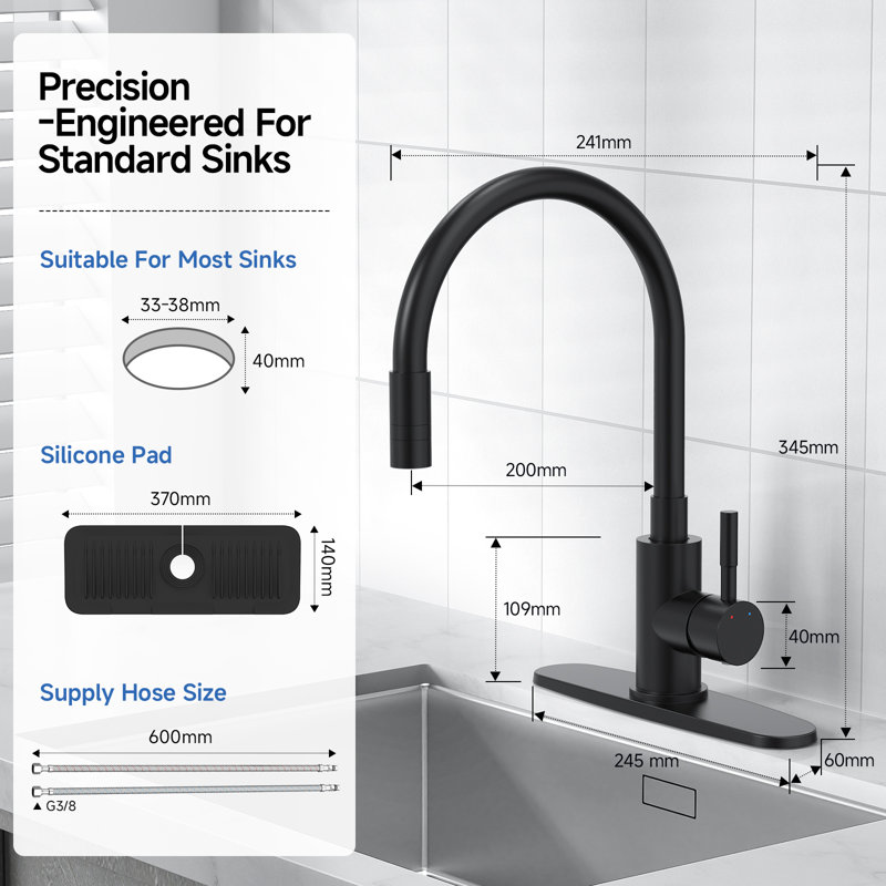Professional Dual-Mode Pull-Out Kitchen Faucet: 360° Swivel Spout, High-Pressure Stainless Steel, Water-Saving Design Easy Installation for Kitchens and RVs