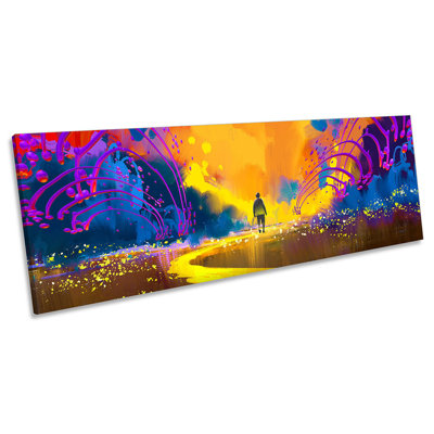 Colourful Abstract Landscape - Wrapped Canvas Panoramic Print