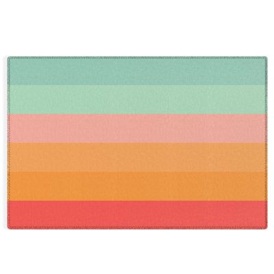 Tapis d'extérieur rayé rectangulaire tissé à la machine en polyester / chenille orange / rouge / rose Goslin