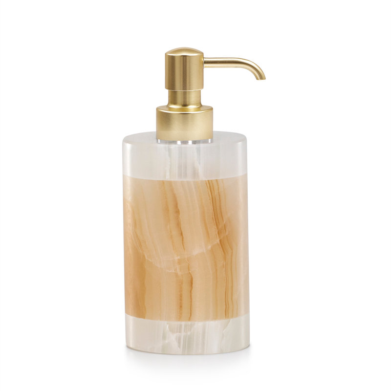 Onix Amber Soap / Lotion Dispenser, Amber/White/Matte Brass