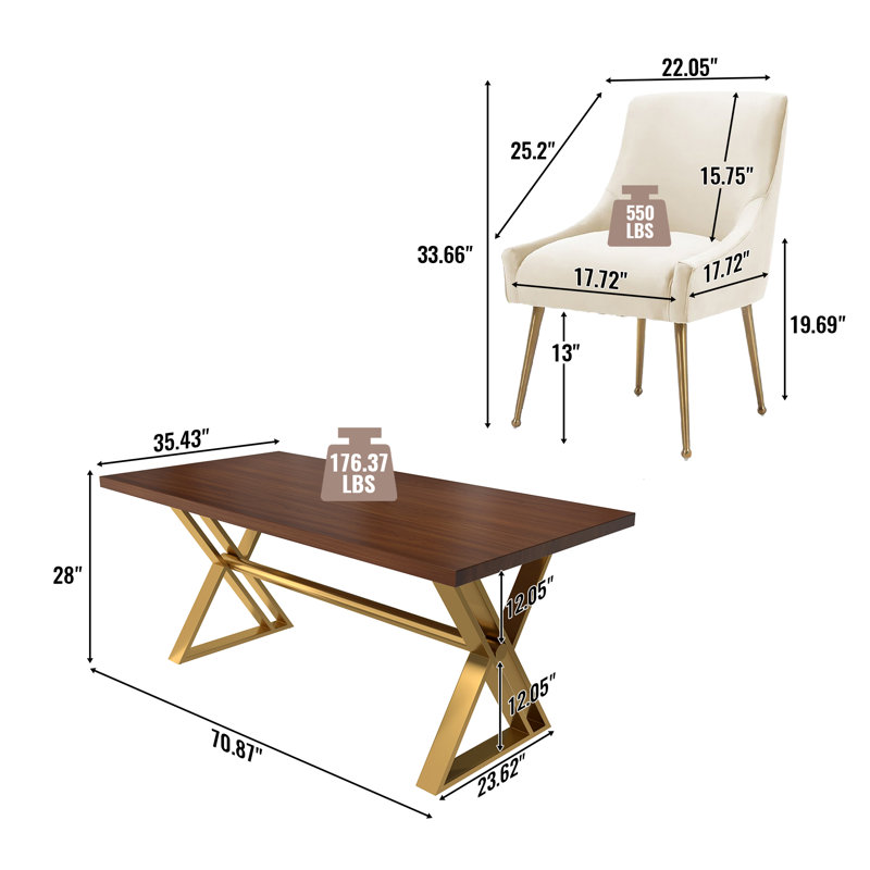 Ensemble de table de salle à manger 6 personnes Magallanes, Beige
