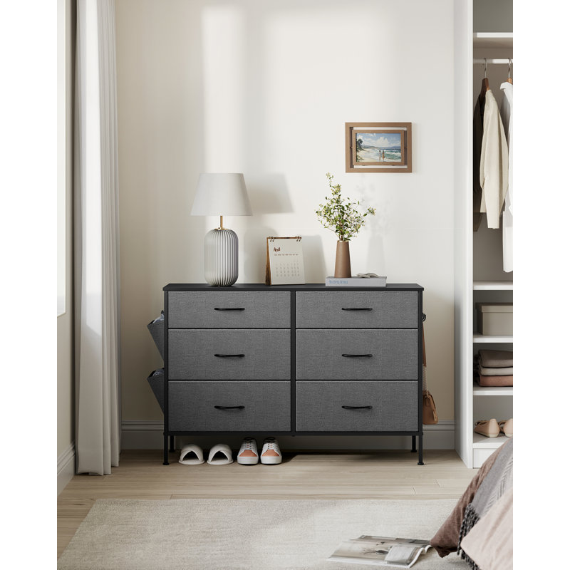 Lular 107cm W 6 - Drawer Chest of Drawers, Charcoal Grey/Slate Grey