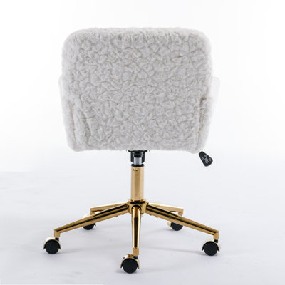 Office ChairArtificial Rabbit Hair Home Office Chair Adjustable Desk Chair Swivel Office ChairVanity Chair