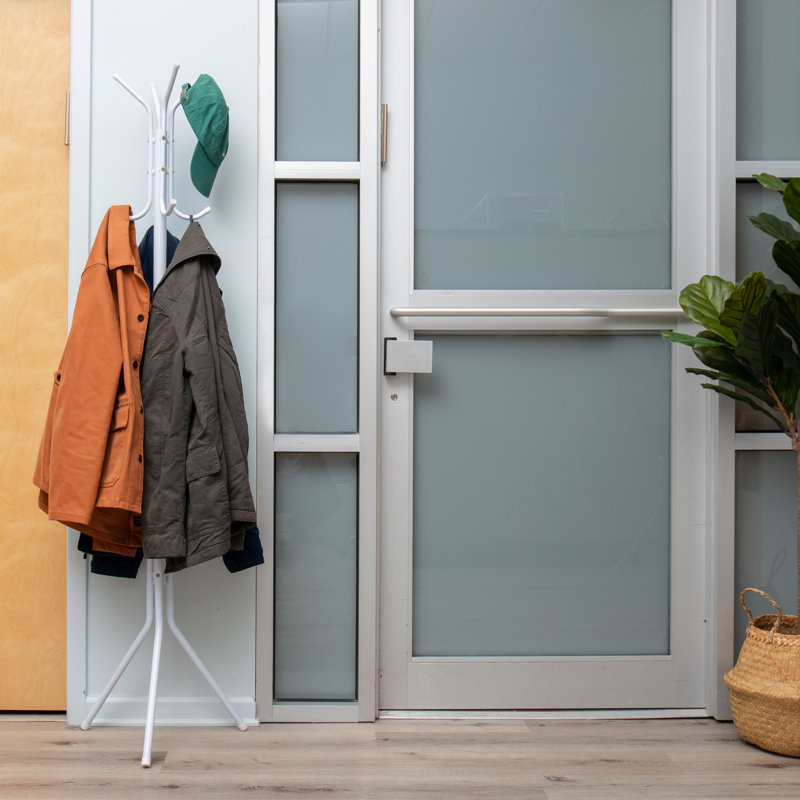 Mind Reader Freestanding Coat Rack, Multi-Hook Organizer for Office or Entryway, Metal, White, White
