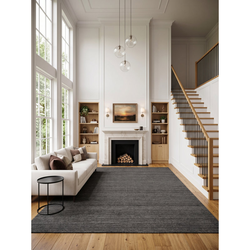 Masala Hand Loomed Area Rug in Charcoal, Rectangle 8' x 10'