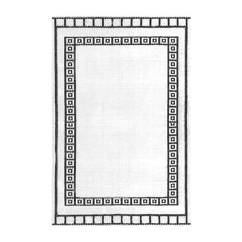 6' X 9' Border Outdoor Mat, Black & White, Rectangle 6' x 9'