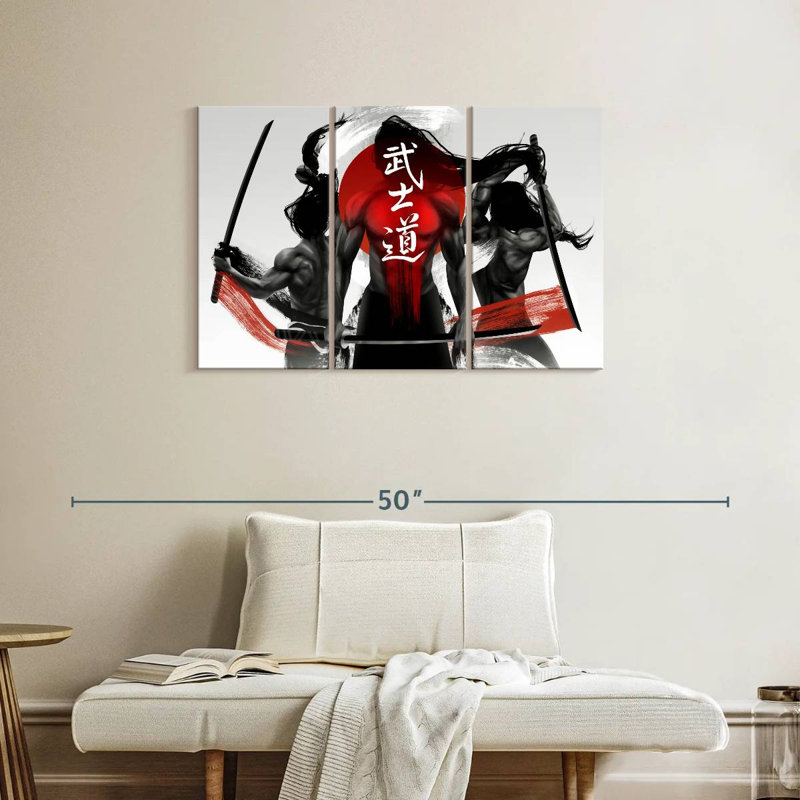Leisha Three Samurais, 24" H x 38" W