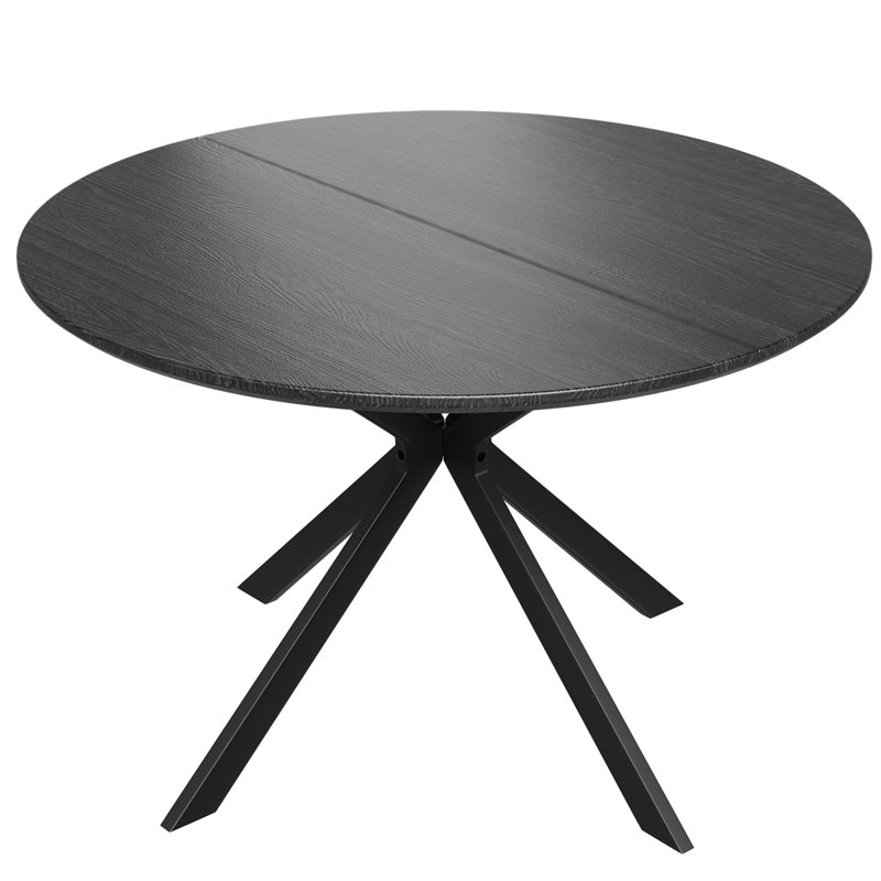 46.5" Wood Round Dining Table, Black