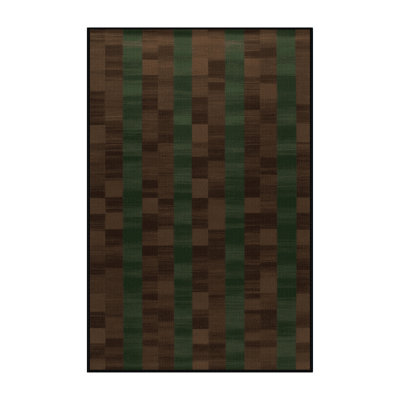 Machine Washable Checkered Brown Area Rug