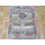 Tapis de couloir oriental géométrique gris noué à la main Oushak