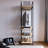 Modern Wardrobe with Numerous Shelves, Oak Color, 19.7 x 70.9 x 15.7 inches | 100% Melamine Coated Particle Board, 0.7 inches Thick | Electrostatic Powder Coated Metal Legs | Wall-Fixable, Stylish Industrial Design