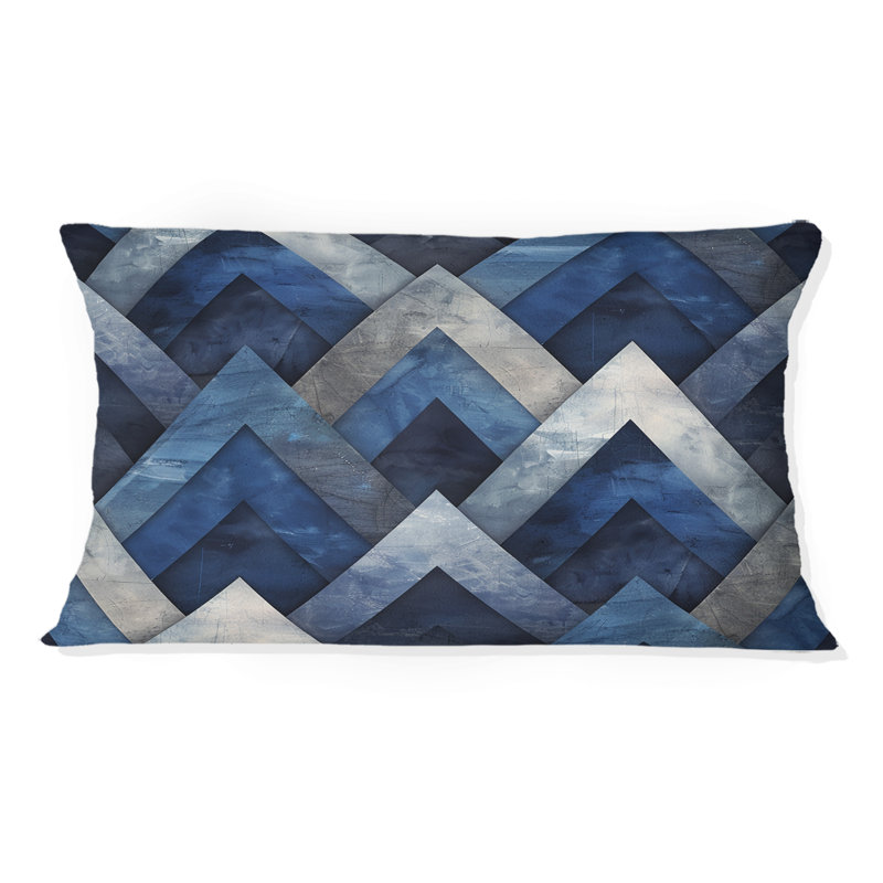 Coussin lombaire bleu à motif triangulaire I
