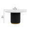 Table de salle à manger Voa, 54 po, plateau en marbre blanc, base en roseau noir