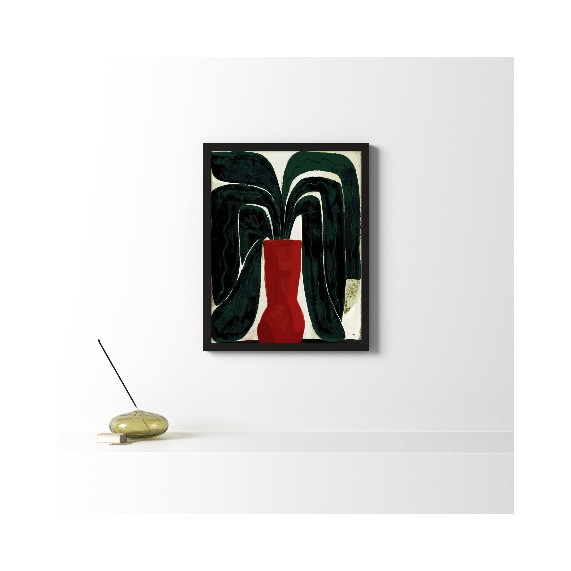 Plant #8 by StudioM, 20" H x 16" W x 1.25" D, Black