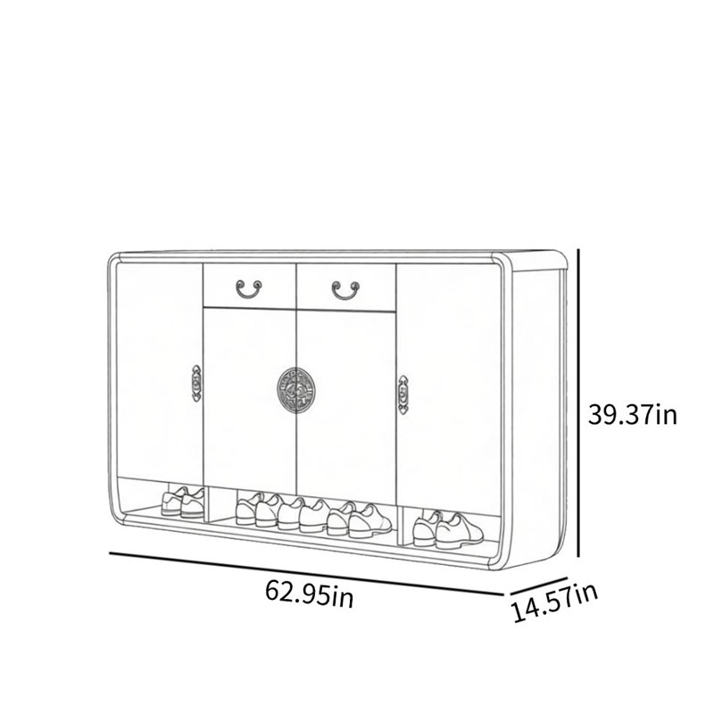 Ester 39 Pair Shoe Storage Cabinet, 39.37" H x 62.95" W x 14.57" D