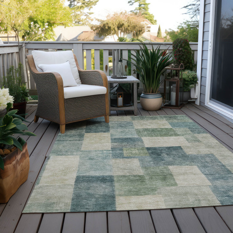 Tapis intérieur / extérieur lavable à la machine Christain ACN1262 Seafoam, Rectangle 2 pi 6 po x 3 pi 10 po