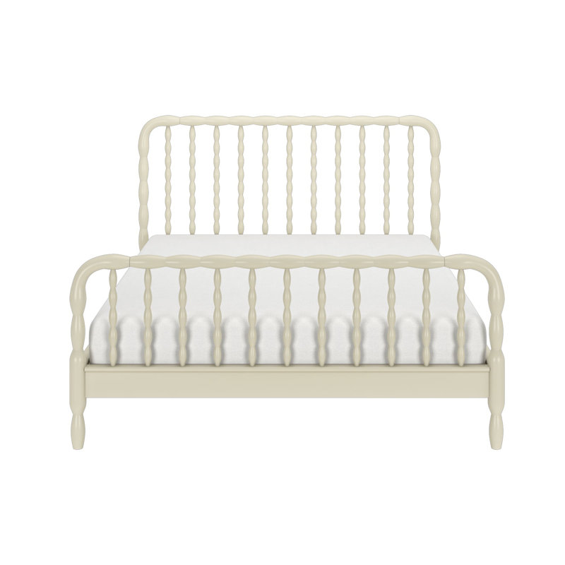 Lind Spindle Solid Wood Bed, Queen, Linen White